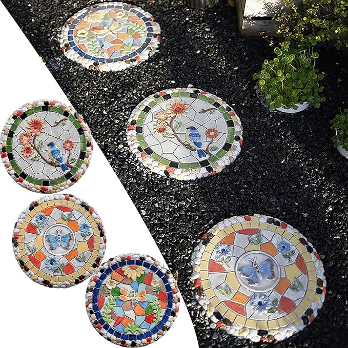 Stepping Garden Stone 1/3 / 6 Pack Step Stone for Yard Pool, Outside Garden Stepping Stone for Yard, Butterfly Dragonfly Gardening Gifts Stairs for Mothers Day (Color : 3-Pack)