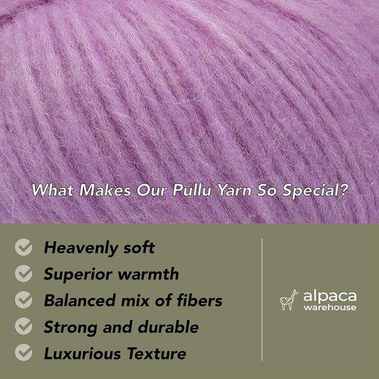 Pullu - Baby Alpaca Merino Wool Yarn Set of 3 Skeins (150 Grams) Worsted Weight - Sourced Directly from Peru - Heavenly Soft and Perfect for Knitting and Crocheting (Lavender Fields)