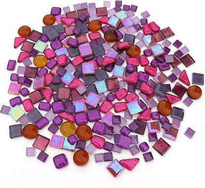 LITMIND Assorted Purple Irregular Crystal Mosaic Tiles, 9oz Value Pack - Perfect for Art Crafts, Mosaic Making Projects, Home Decor, and More