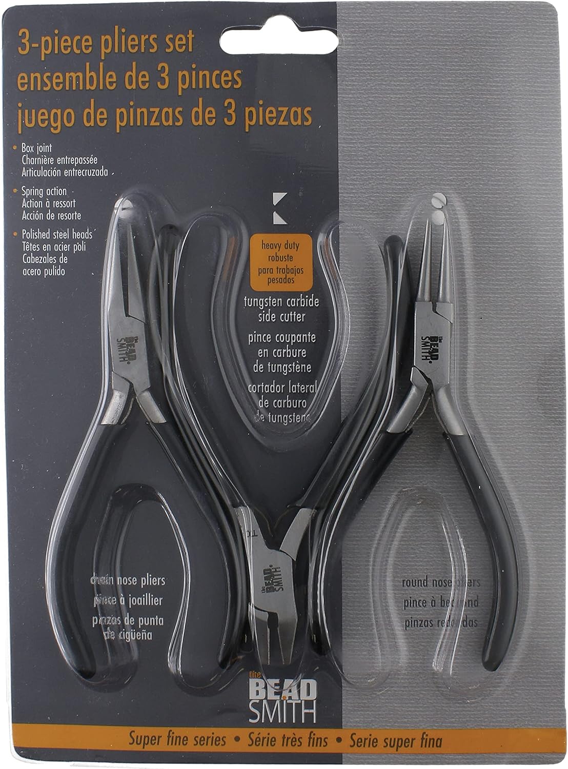 The Beadsmith Precision Series Pliers Set – 3-Piece Kit: Chain Nose, Round Nose and Flush Cutter with Tungsten Carbide Blades – Make Bracelets, Necklaces & Earrings – Tools for Jewelry Making - Crafty Corner
