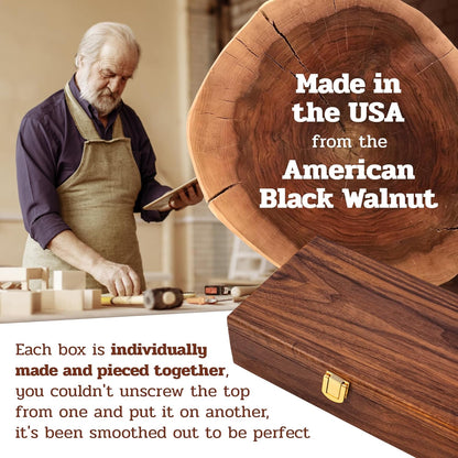 Alex Cramer The Nines Double 9 Domino Set. American-Made Solid Walnut Case Holds Our 55-Piece Set of Dominoes (Double Nine Domino Set for Adults)