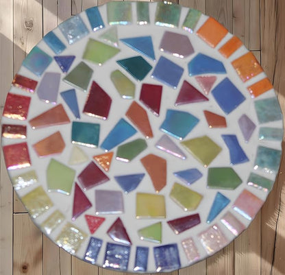 Irregular Glass Mosaic Tiles Bulk 500g Glossy and Iridescent Mosaic Glass Tiles for DIY Projects and Arts and Crafts Solid Colors and Mixes (Glossy Light Pink)