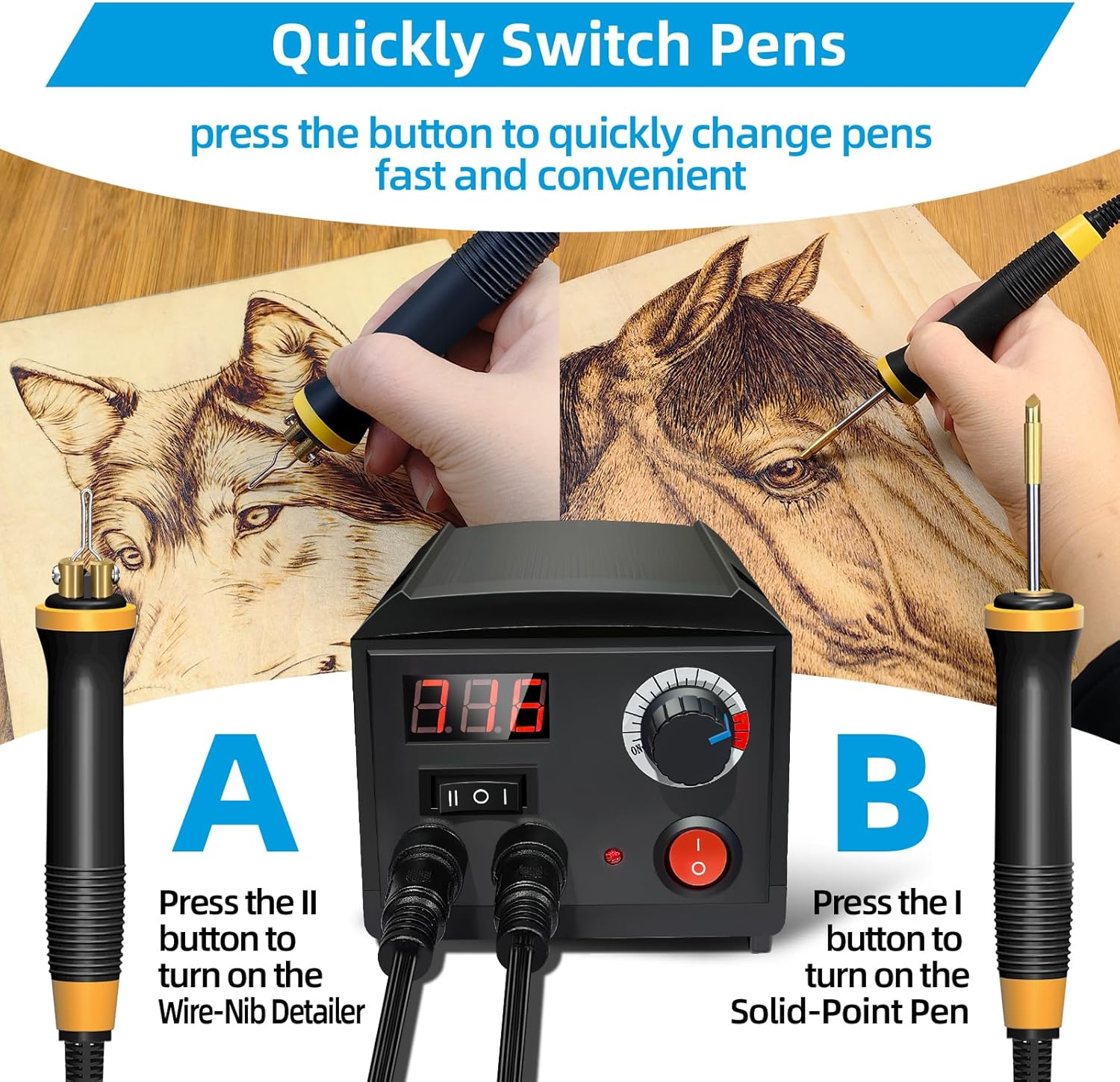 Wood Burning Tool, Wood Burner kit Pen 200~750℃, Wood Burning kit with Digital Thermometer Temperature Adjustable Temperature, 2 pyrographic Wood Burning pens, 36 Wood Burning Pen Tips - Crafty Corner