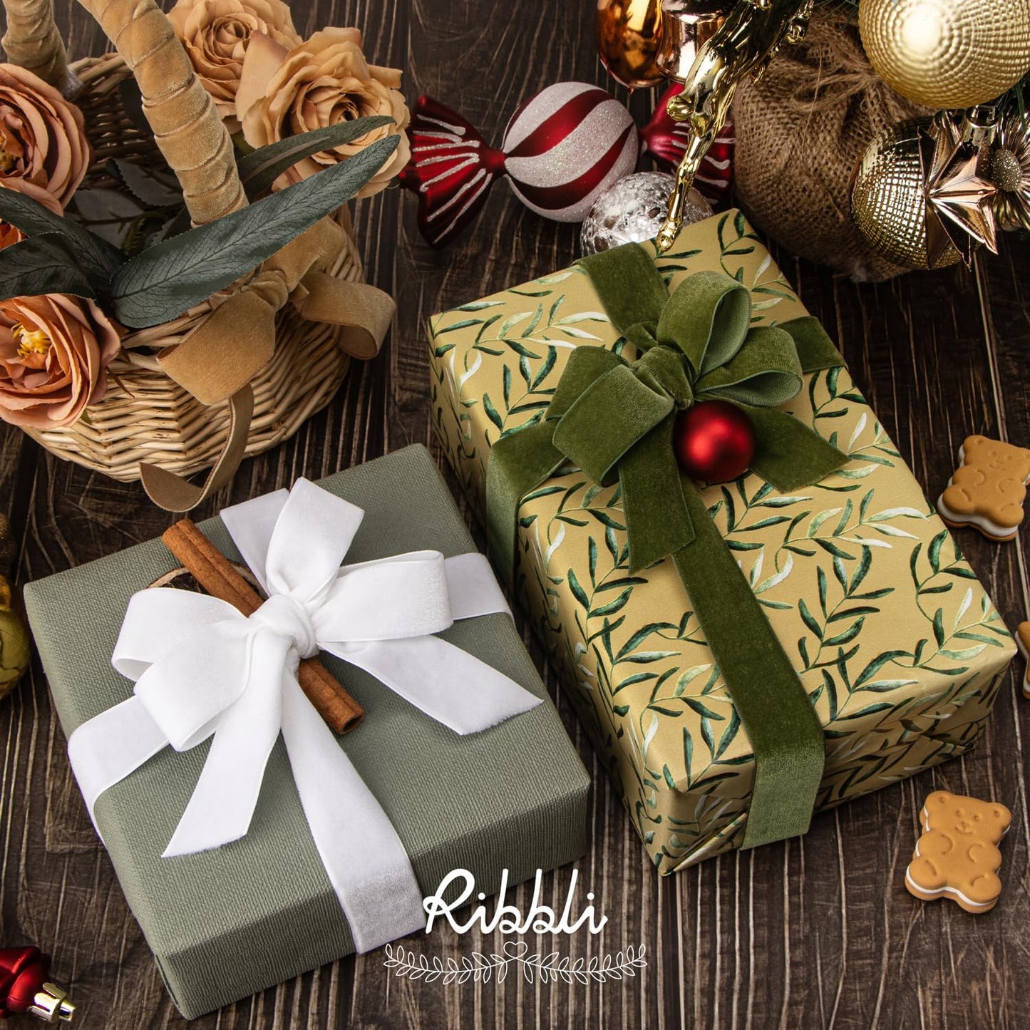 Ribbli Moss Green Velvet Ribbon,Polyester Velvet 1 Inches Continuous10-Yard Spool,Christmas Ribbon for Gift Wrapping,Floral Bouquets, Home Decor - Crafty Corner