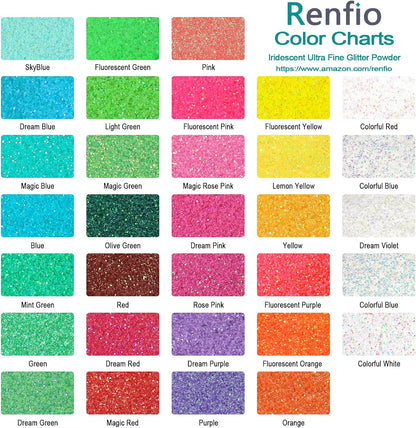 Renfio Iridescent Ultra Fine Glitter Powder Resin Supplies Glitters 1.94 Oz (55g) PET Flake Crafts Sequins 1/128" 0.008" 0.2mm Epoxy Chips Flakes for Tumblers Slime Painting - Rose Pink