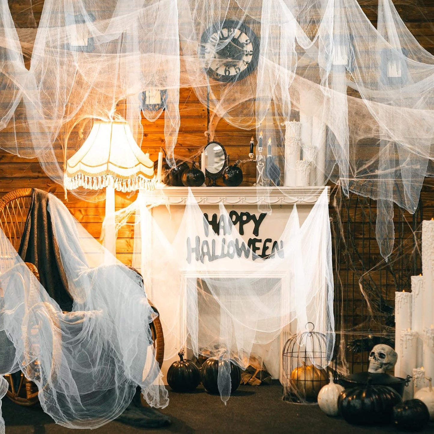 Boao Halloween Cheese cloth 85 x 394 Inch White Cheesecloth Roll for Crafts Large Cotton Muslin Gauze Fabric for Halloween Outdoor & Indoor Spooky Decoration