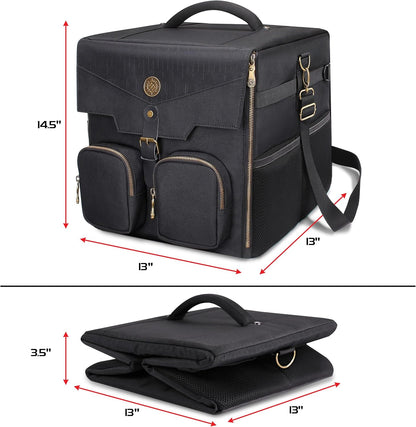 ENHANCE Board Game Shoulder Bag - Reinforced Board Game Storage with Padded Shoulder Strap and Accessories Pockets for Dice, Cards, More - Carrier Protects Tabletop Adventures