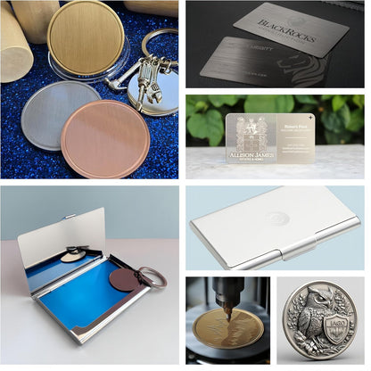 YoSpciaNe Laser Engraving Material Kit, 143 Pcs Engraving Supplies, 18 Kinds of Laser Blanks Including Wood, Paper, Acrylic, Metal, PU Leather