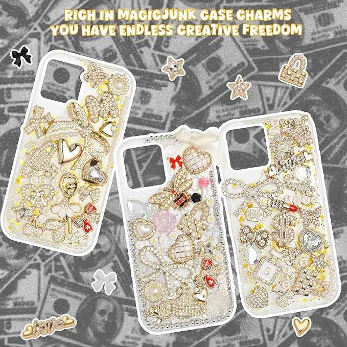 EIiovcnya 2380 Pcs Junk Case Charms Kit - DIY Phone Charms & Nail Art Accessories Includes 3D Flatback Big Decorations, Cute Bows & Letter Beads for Customizing Cases, Crafts, Valentine's Day Gifts