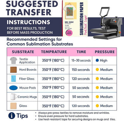Hayes Sublimation Paper 105gsm A4 Size (8.3" x 11.7") – 150 Sheets | Works With Sublimation Ink & Blanks | Compatible With Sublimation Printers | T-Shirts, Mugs, Tumblers and More