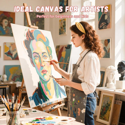 Simetufy 18 x 24 inch 5 Pack Canvas Panels Large Flat Canvas Boards for Painting - Gesso Primed Acid-Free 100% Cotton for Acrylics Oil Watercolor Tempera Paints