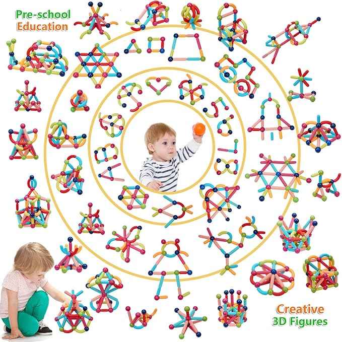 COUOMOXA Magnetic Building Blocks STEM for Kids: Educational Magnetic Set for 6-9+Years Old for Boys Girls - Construction Toys for Early Development Learning for Kids