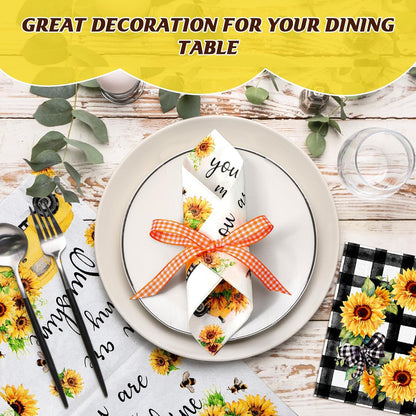 Fulmoon 200 Pieces Summer Sunflower Cocktail Napkins Disposable Floral Dessert Paper Napkins Bulk Sunshine Decoupage Beverage Towel for Summer Sun Party Dinner Decorative