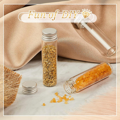 100 Pcs Small Clear Vials Spice Mini Jars with Lids Mini Glass Bottles with Screw Aluminum Metal Caps Tiny Jars Sample Containers for Powder Cream Cosmetic Jewelry Wedding (20 ml,Silver Caps)