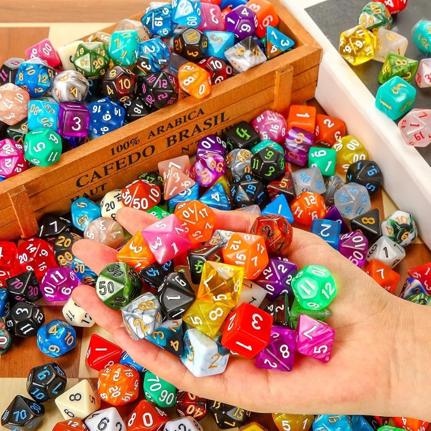 Yilloog Compatible with Dice Sets Bulk Polyhedral Dice with Drawstring Bag Multi Role Playing Table Game D4 D6 D8 D10 D% D12 D20 (418 Pcs,Assorted Style)