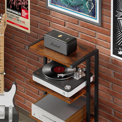 X-cosrack 4-Tier AV Media Stand Corner Shelf Wooden Corner Shelves Component Cabinet Stereo Audio Rack Stand Tower Perfect for DVD Players:Game Console:TV Box:Cable Box:WiFi Router