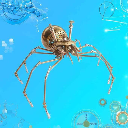 Steampunk Golden Spider Metal Model Kit for Adults – DIY 3D Mechanical Brass Insect Puzzle, Retro Industrial Art Sculpture Craft for Home Office Decoration & Collectors Gift (Golden Spiders)