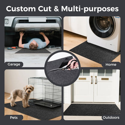 WELKIN Oil Spill Mat (60" x 36"), Absorbent Oil Pad Protects Floor, Garage Floor Mat for Under Car Driveway, Waterproof Backing, Durable & Cuttable