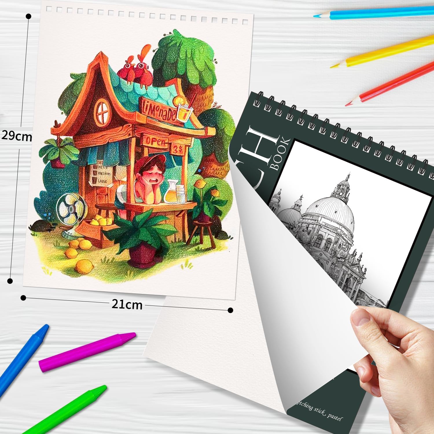 OSIMIG 10 Pack Sketch Books - 8.5" x 11", Top Spiral Bound Sketch Pad, 300 Sheet Total (68lb/100gsm), Drawing Paper Pad, Sketchbooks for Kids & Adults - Crafty Corner