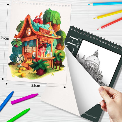 OSIMIG 10 Pack Sketch Books - 8.5" x 11", Top Spiral Bound Sketch Pad, 300 Sheet Total (68lb/100gsm), Drawing Paper Pad, Sketchbooks for Kids & Adults - Crafty Corner