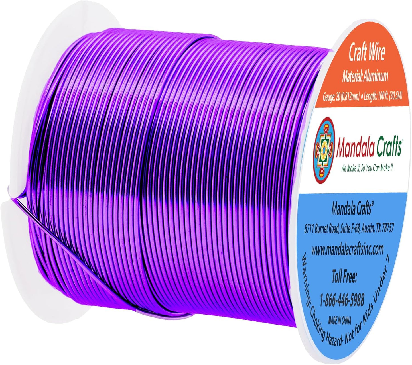 Mandala Crafts 20 Gauge Anodized Aluminum Craft Wire for Jewelry Making - 100 FT Colored Flexible Purple Wire - Bendable for Bonsai Armature Crafting Sculpting - Crafty Corner