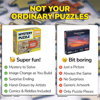 Odd Pieces Jigsaw Puzzles 1000 Pieces - Magic Mystery Story Secret Ending Puzzle - Perfect Game Night for Adults & Kids - Animal Park Theme Challenging (Snack Attack 3)