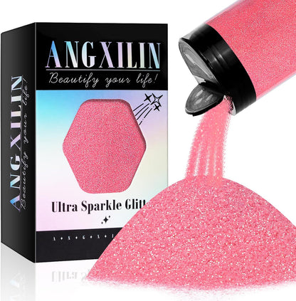 High Capacity 260g Iridescent Fine Glitter Shaker Bottle for Epoxy Resin DIY Craft, Rainbow Nail Art Face Body Tumbler Making (IRI Pink)