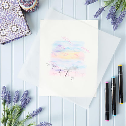 Translucent Vellum Sheets - 100 Sheets, 12 x 12 in, White - 93gsm/63lb Tracing Paper for Drawing & Invitation Paper - Transparent Craft Overlays