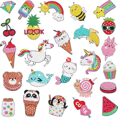 Cymbana 5D Painting Diamond Stickers Kits 25 Pcs Diamonds Dots Arts and Crafts for Kids Ages 6-8 8-12 Contains Unicorn, Mermaid, Cat