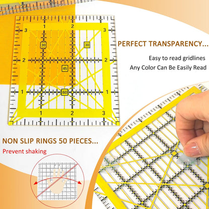 Quilting Rulers, Sewing Ruler (2.78"x12", 3.5", 4.5", 6", 9.5", 12.5"), Acrylic Ruler for Cutting Fabric, Rulers for Quilting and Sewing, Non Slip Sewing Supplies