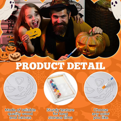 Zhanmai 12 Pack Pre Drawn Canvas for Painting Sip and Paint Kit 8" x 10" Paint Party Set Canvas Painting Pre Printed Canvases for Party Favor DIY Virtual Adult's Date Night(Halloween Pumpkin) - Crafty Corner