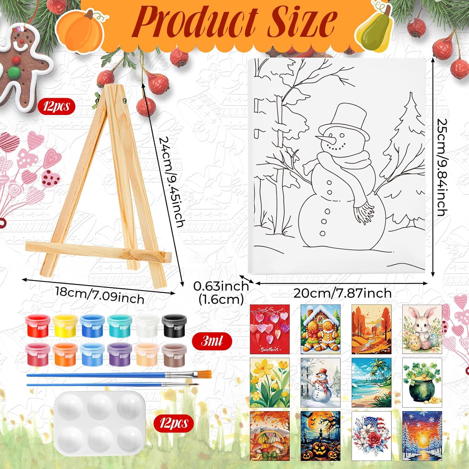 Zhanmai 12 Pack Pre Drawn Canvas for Painting Sip and Paint Kit 8" x 10" Paint Party Set Canvas Painting Pre Printed Canvases for Party Favor DIY Virtual Adult's Date Night (Classic Style) - Crafty Corner
