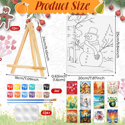 Zhanmai 12 Pack Pre Drawn Canvas for Painting Sip and Paint Kit 8" x 10" Paint Party Set Canvas Painting Pre Printed Canvases for Party Favor DIY Virtual Adult's Date Night (Classic Style) - Crafty Corner