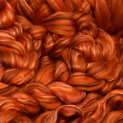 Living Dreams Yarn Merino Silk Luxe Tonal Designer Blend. Superfine Merino, Mulberry, Tussah Silk. Top Roving for Spinning or Felting. Amber Glow 4oz