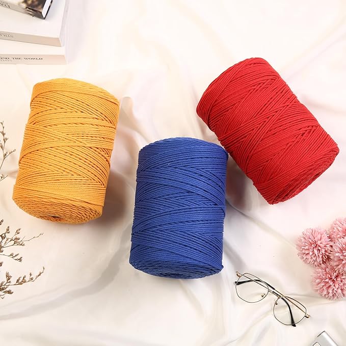 GOHOHOF Macrame Cord 3mm x 546yards Natural Cotton Cord for Macrame Crafts - Soft, Colored Rope for Plant Hangers, Wall Hangings & Dreamcatchers (Latte)