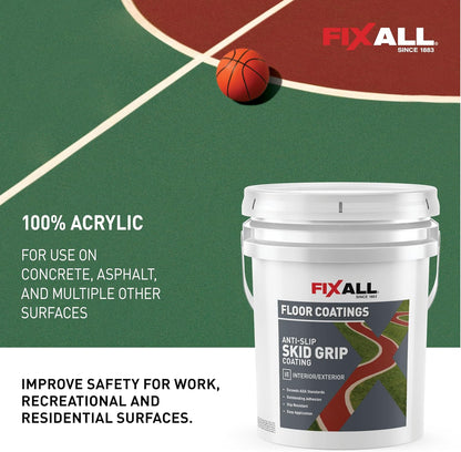 FIXALL Skid Grip Anti-Slip Coating, 5 Gallons, Camel, Exceeds ADA Standards, Ideal for Safety Areas, Slip-Resistant Pavement, Cement & Concrete Paint