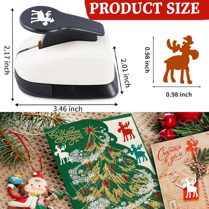1 inch Christmas Punch for Craft, Deer Paper Punch for Paper Crafting, Reinforce Lever Action Deers Shape Hole Punches, Deer Punches for Scrapbooking Gifts DIY Arts - Crafty Corner