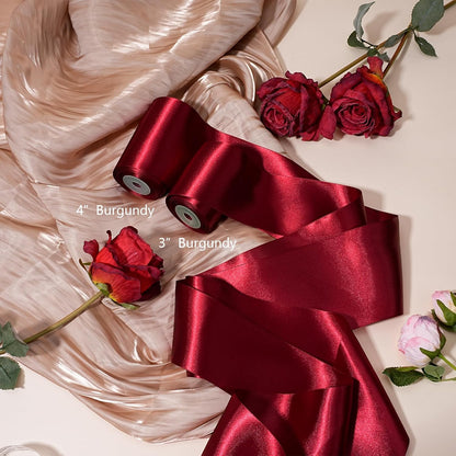 LaRibbons Red Satin Ribbon 3 Inch 10 Yards Christmas Ribbons Double Faced Luxury Burgundy Silk Ribbon for Gift Wrapping Flower Bouquets Bow Christmas Wedding Party Decoration - Crafty Corner