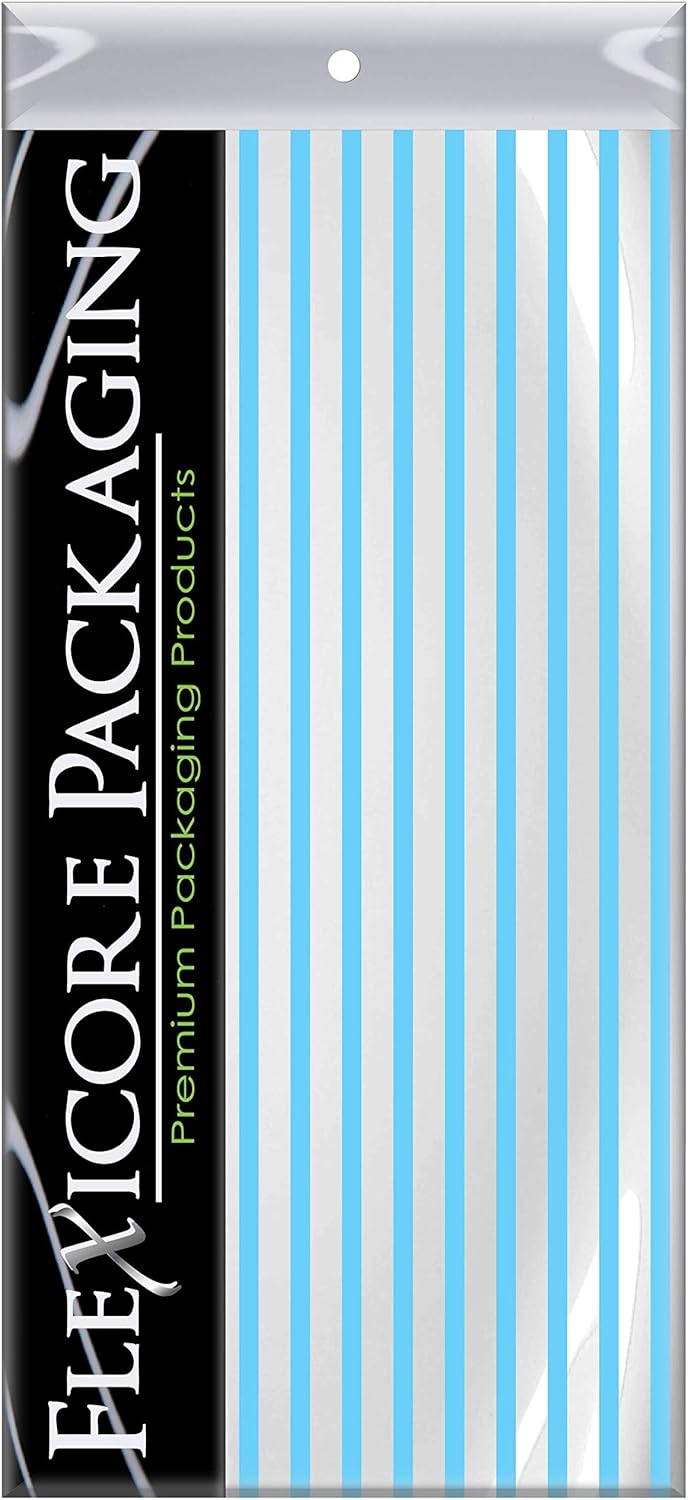Flexicore Packaging Light Blue Pin Stripe Print Gift Wrap Tissue Paper Size: 15 Inch X 20 Inch | Count: 10 Sheets | Color: Light Blue Pin Stripe