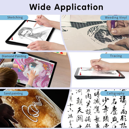 HIUKCOLED A4 Tilt-angle Light Tracing Box with 4 Magnets, 5-level Adjustable Brightness Ultra-thin Light Pad, Battery Powered LED Light Board for Drawing,Diamond Painting,Sketching,X-Ray,Sand Painting