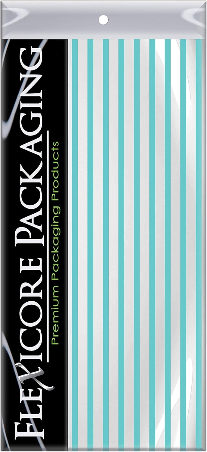 Flexicore Packaging Azure Pin Stripe Print Gift Wrap Tissue Paper Size: 15 Inch X 20 Inch | Count: 10 Sheets | Color: Azure Pin Stripe