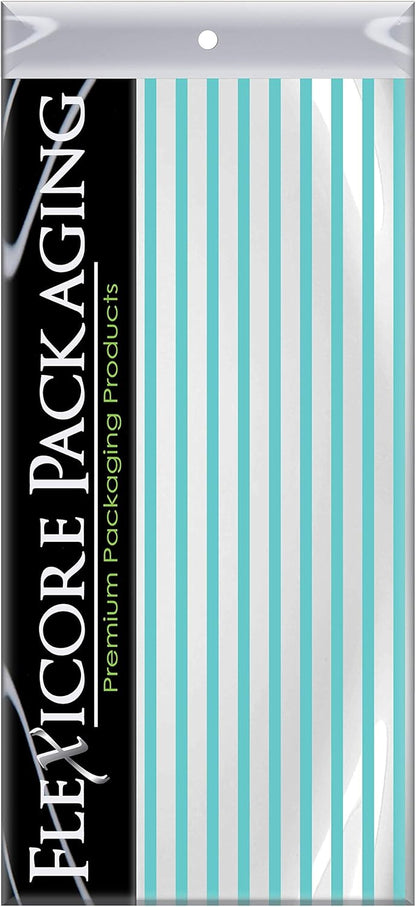 Flexicore Packaging Azure Pin Stripe Print Gift Wrap Tissue Paper Size: 15 Inch X 20 Inch | Count: 10 Sheets | Color: Azure Pin Stripe