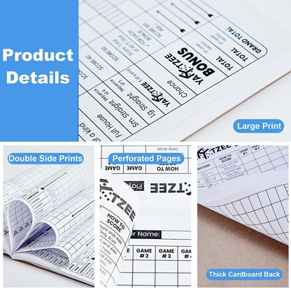 PlayDice Score Pads for Yahtzee: 120 Easy Tear Off, Large Print Score Sheets Compatible with Yardzee and Yahtzee Games (8.5x11-120 Pages)