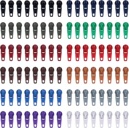 DOITEM 96Pcs Zipper Repair Kit Zipper Replacement 3# Zipper Pull Rescue Kit for Clothing Jackets Purses Luggage (12 Colors)