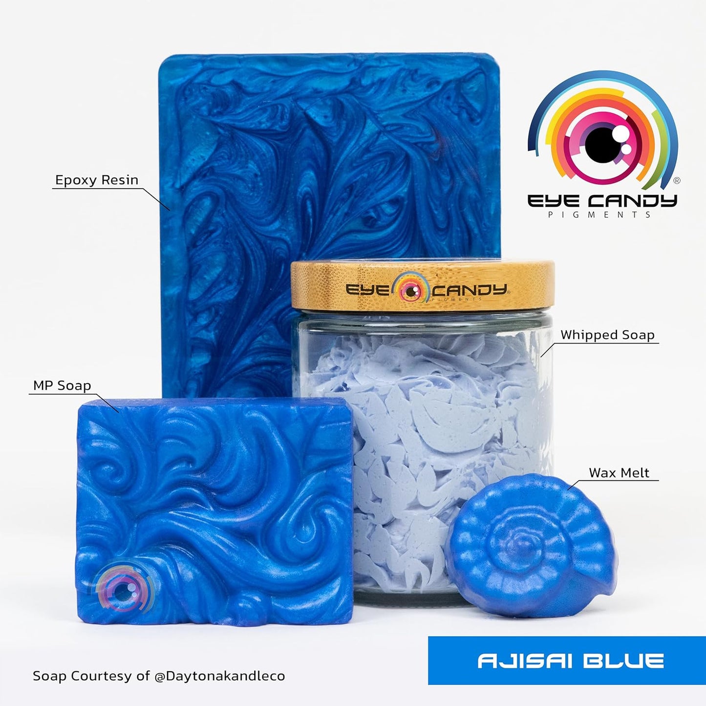 Eye Candy Pigments Premium Blue Mica Powder - Ajisai Blue (50gr) - for Epoxy, Resin, Soap, Paint, Woodworking, Acrylic Pouring, Bath Bombs, Fishing Lures - DIY Arts and Crafts Additive