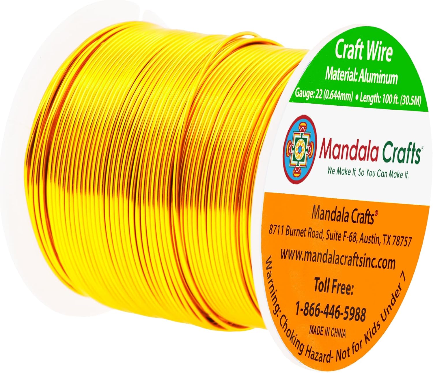Mandala Crafts 22 Gauge Anodized Aluminum Craft Wire for Jewelry Making - 100 FT Colored Flexible Light Gold Tone Wire - Bendable for Bonsai Armature Crafting Sculpting - Crafty Corner