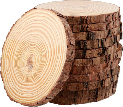 JEUIHAU 12 PCS 5.5-5.9 Inches Natural Unfinished Wood Slices, Round Wooden Tree Bark Discs, Wooden Circles for DIY Crafts, Christmas, Rustic Wedding Ornaments - Crafty Corner