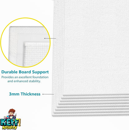 KEFF 12-Pack Bulk Canvas Boards, 9x12 Canvas for Acrylic, Oil, Watercolor, Tempera - 100% Cotton Primed Painting Canvas
