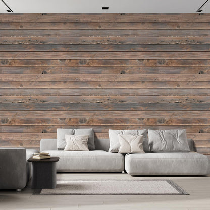 wall26 Wall Sticker/Wall Mural Horizontal Brown Vintage and Retro Wood Textured, Not Peel and Stick, Non-Woven Wallpaper Decorative for Bedroom, Living Room,Office - 132x144 inches