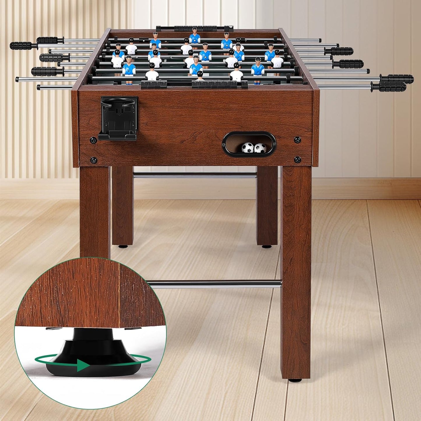 Foosball Table 48in, Competition-Sized Game Table for Home & Game Room – Includes 2 Balls & 2 Cup Holders – Classic Indoor Soccer Game